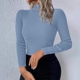 thumbnail image 1 of DIOAZUD Women's Ribbed Knit Turtleneck Sweaters Long Sleeve Slim Fit Pullover Tops Fall Winter Lightweight Sweaters for Women Blue S-XL, 1 of 8