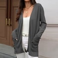 thumbnail image 1 of DIOAZUD Women's V Neck Ribbed Knit Cardigan Open Front Long Sleeve Mid Length Cardigan Sweater with Pockets Soft Lightweight, 1 of 7