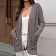 thumbnail image 1 of DIOAZUD Women's V Neck Ribbed Knit Cardigan Open Front Long Sleeve Mid Length Cardigan Sweater with Pockets Soft Lightweight, 1 of 8