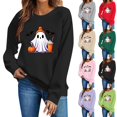 thumbnail image 1 of DIOAZUD Womens Halloween Sweatshirts Plus Size Ghost Graphic Pullovers Fall Classic Round Neck Long Sleeve Sweater Tops Halloween Costumes, 1 of 6