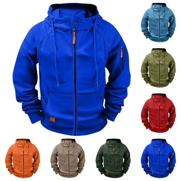 DIOAZUD Zip Up Hoodies for Men Big and Tall Sweatshirt with Pockets Fall Winter Raglan Sleeve Workout Sport Hooded Jackets