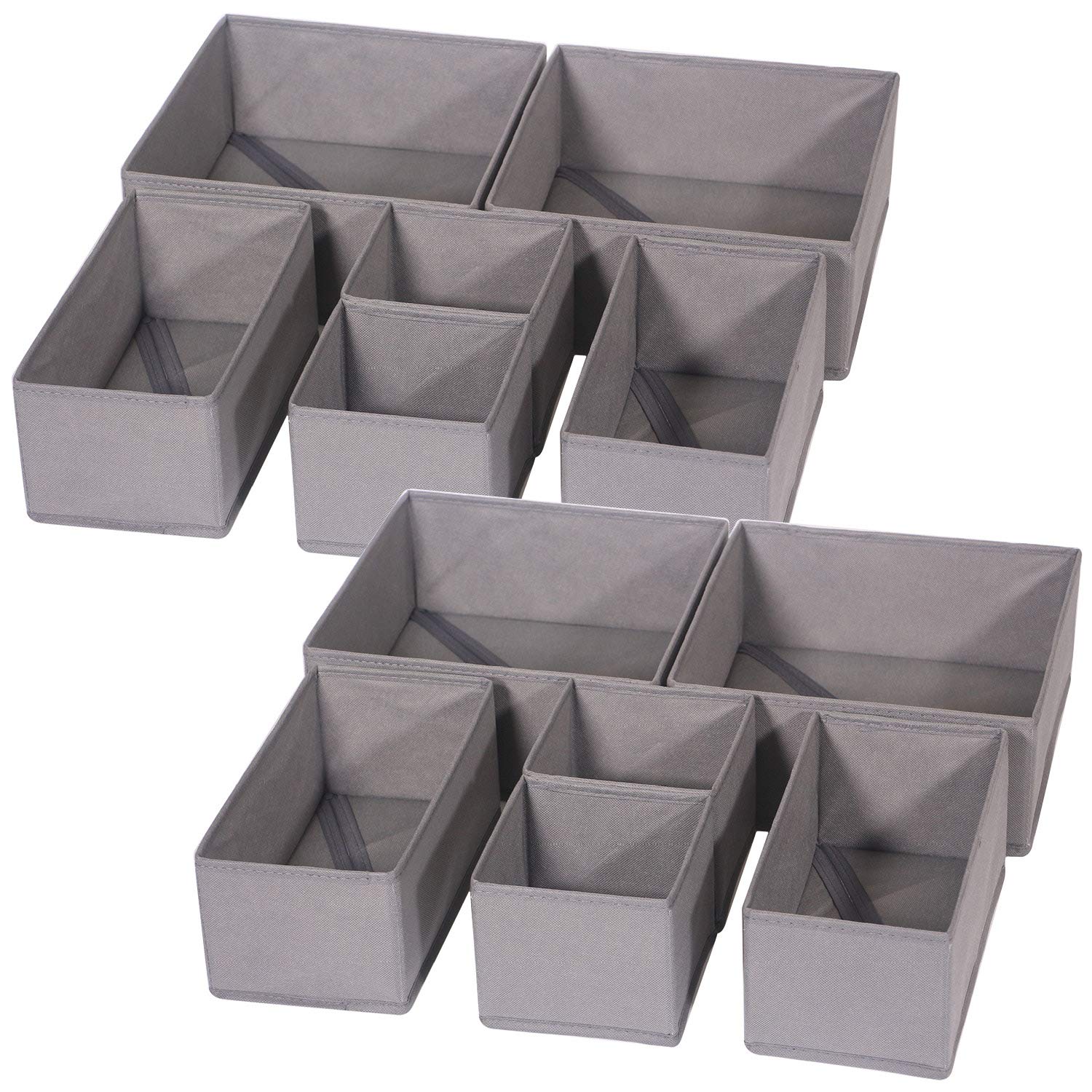DIOMMELL 12 Pack Foldable Cloth Storage Box Closet Dresser Drawer ...