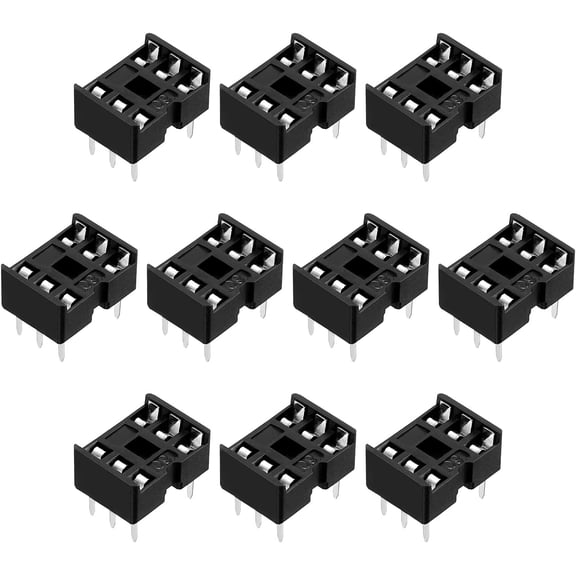 DIP IC Chip Socket Adapter Soldering [for PCB Circuit Board] - 2.54mm Pitch/6 Flat Pins/ 10 Pcs