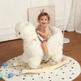thumbnail image 1 of DIPU-Home Alpaca Ride-On Rocking with Lullaby Song, Hand Puppets, Safety Belt, Plush Rocking Horse for Ages 1-3, Interactive Kids Rocker, White, 1 of 7