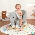 thumbnail image 1 of DIPU-Home Elephant Ride-On Rocking with Lullaby Song, Hand Puppets, Safety Belt, Plush Rocking Horse for Ages 1-3, Interactive Kids Rocker, Gray, 1 of 7
