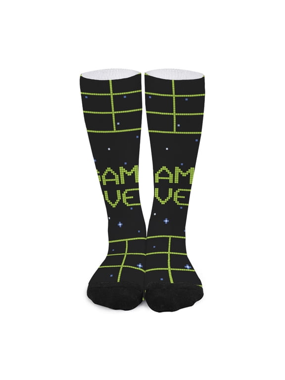 8-Bit Game Over Print Long Socks