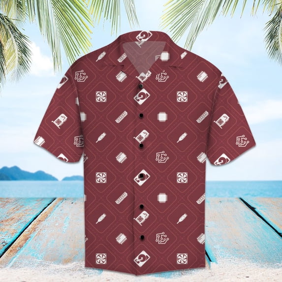 DIQADILA Amazing Computer Hardware Aloha Hawaiian Short Sleeve Button ...