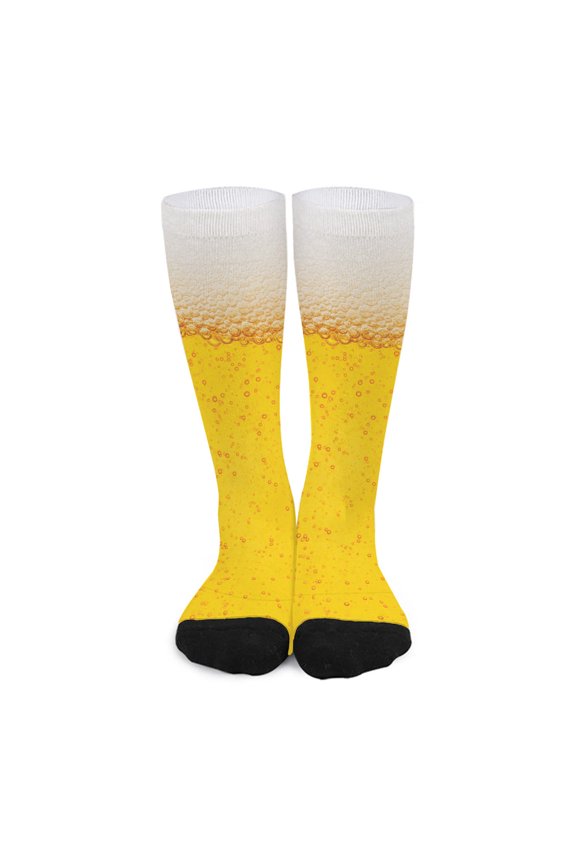 Beer With Foam Print Long Socks