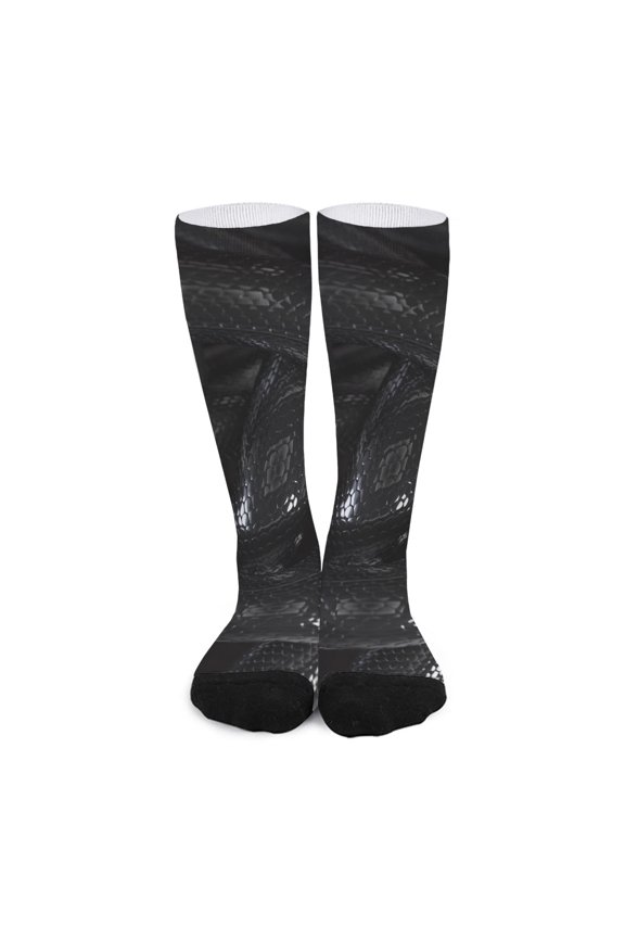 Black Snake Print Long Socks