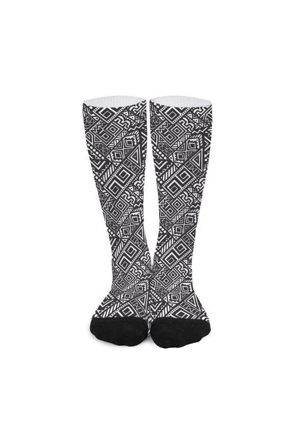 Black and White African Tribal Print Long Socks