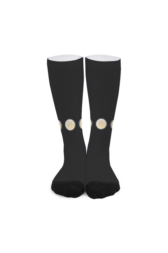 Blood Moon Lunar Phase Print Long Socks