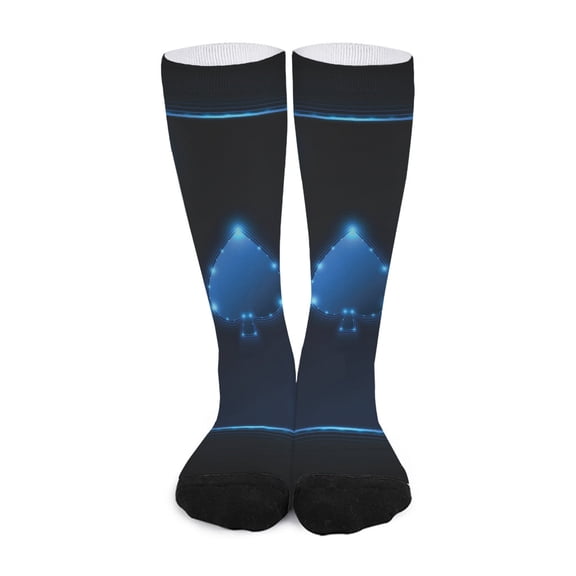 DIQADILA Blue Ace Card Print Long Socks