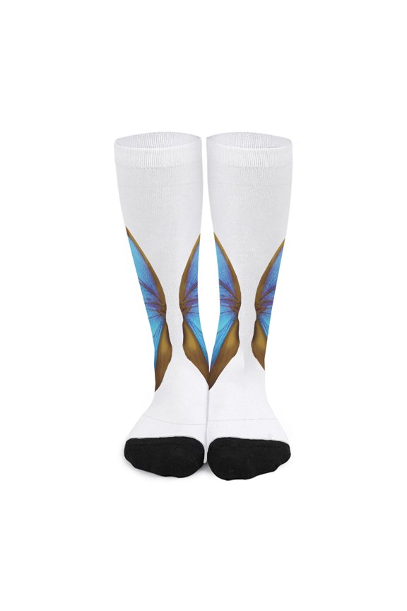 Blue Butterfly Wings Print Long Socks