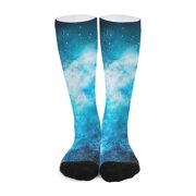 DIQADILA Blue Sky Universe Galaxy Space Print Long Socks
