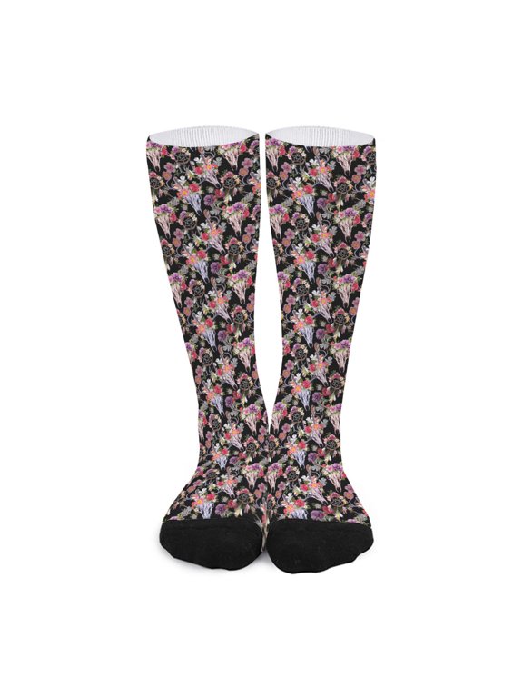 Boho Deer Skull Pattern Print Long Socks
