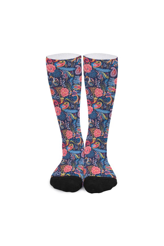 Boho Paisley Pattern Print Long Socks