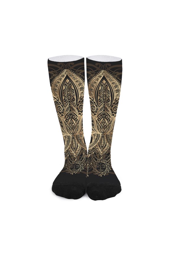 Boho Spiritual Lotus Print Long Socks