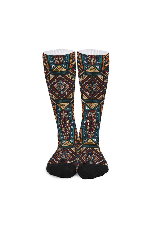 Boho Tribal Aztec Pattern Print Long Socks