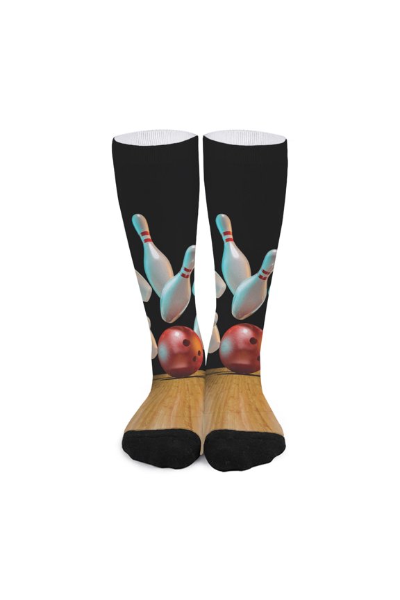 Bowling Strike Print Long Socks