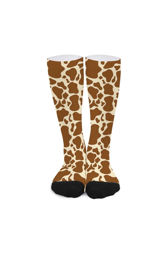 Brown Cow Print Long Socks