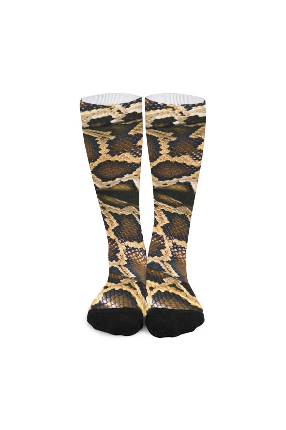 Burmese Python Snake Print Long Socks