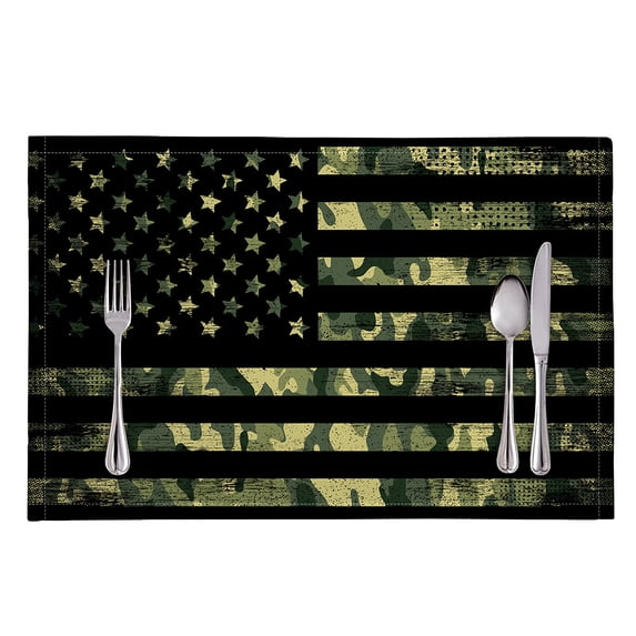 Table Flugs DIQADILA Camouflage American Flag Print Patriotic Placemat - Kitchen ...