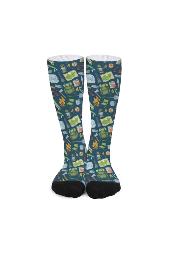 Camping Equipment Pattern Print Long Socks