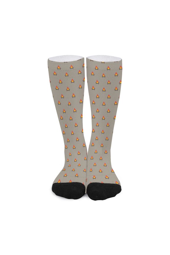 Camping Fire Pattern Print Long Socks