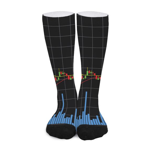 DIQADILA Candlestick Stock Graph Chart Print Long Socks