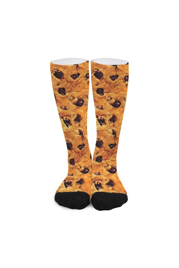 Chocolate Chip Cookie Print Long Socks