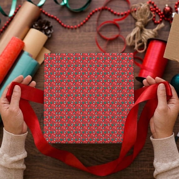 DIQADILA Christmas Cow Pattern Wrapping Paper Roll Holiday Decor - 30x72in