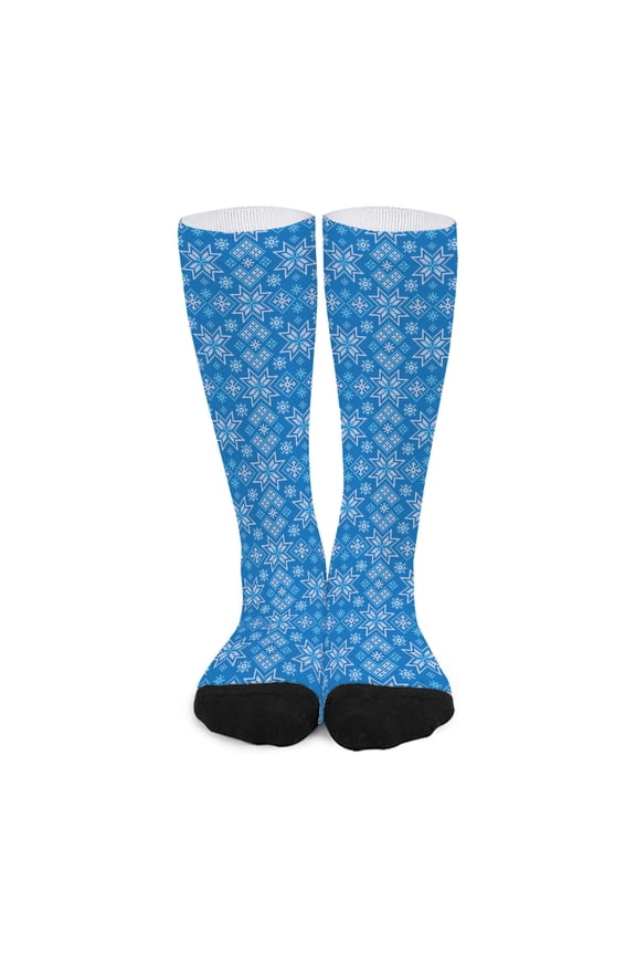 Christmas Nordic Knitted Pattern Print Long Socks