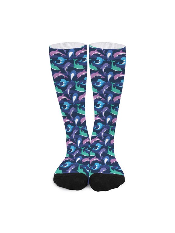 Colorful Dolphin Pattern Print Long Socks