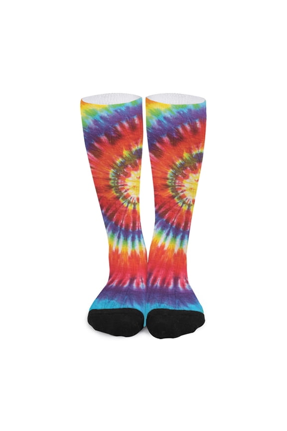 Colorful Hippie Tie Dye Print Long Socks