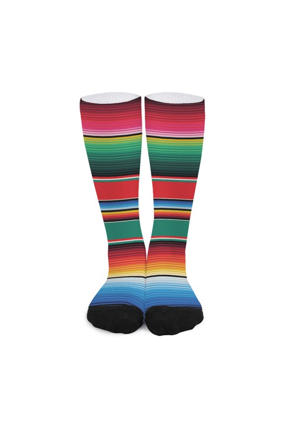 Colorful Mexican Blanket Pattern Print Long Socks