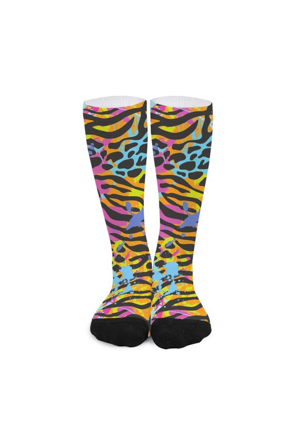 Colorful Zebra Leopard Pattern Print Long Socks