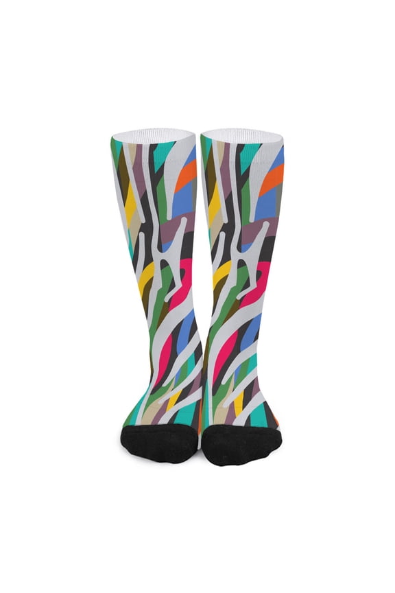 Colorful Zebra Pattern Print Long Socks