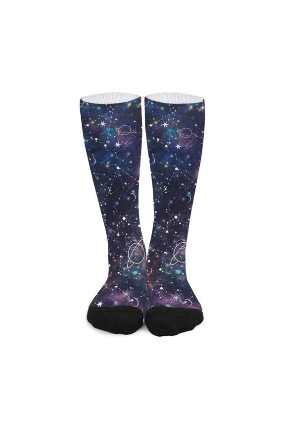 Constellation Galaxy Space Print Long Socks