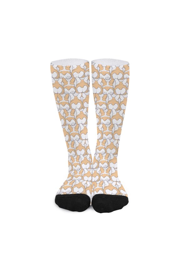 Corgi Butt Pattern Print Long Socks