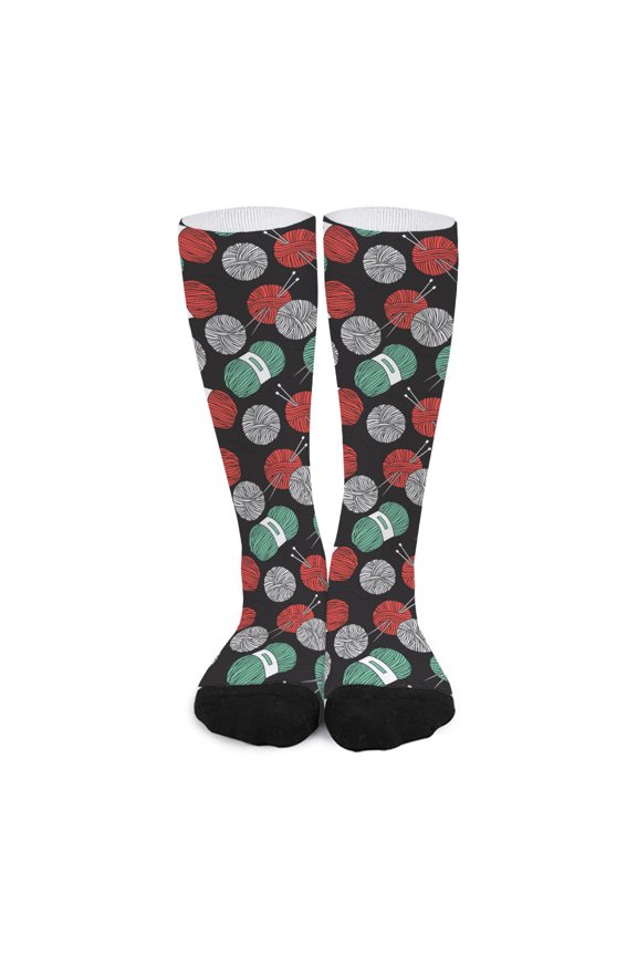 Crochet Yarn Pattern Print Long Socks