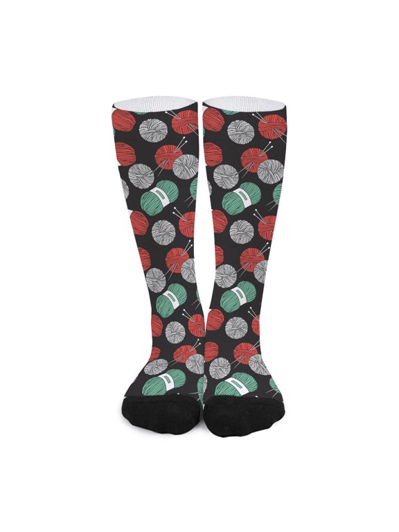 Crochet Yarn Pattern Print Long Socks