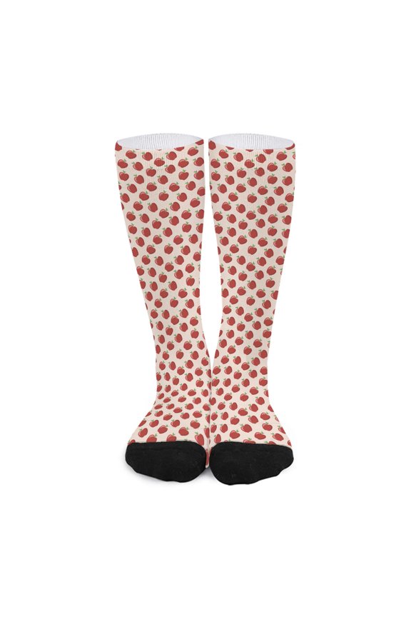 Cute Apple Pattern Print Long Socks