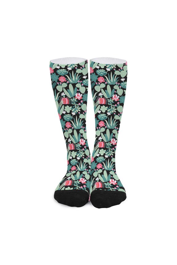 Cute Cactus and Succulent Print Long Socks