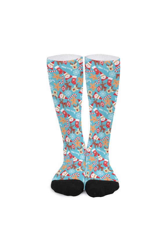 Cute Christmas Elements Pattern Print Long Socks