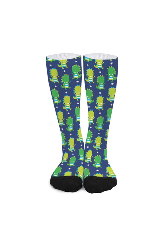 Cute Dino T-Rex Pattern Print Long Socks