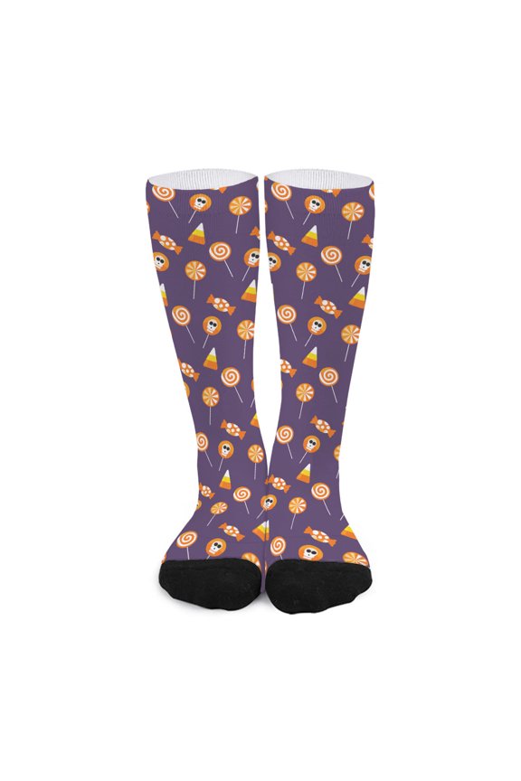 Cute Halloween Candy Pattern Print Long Socks