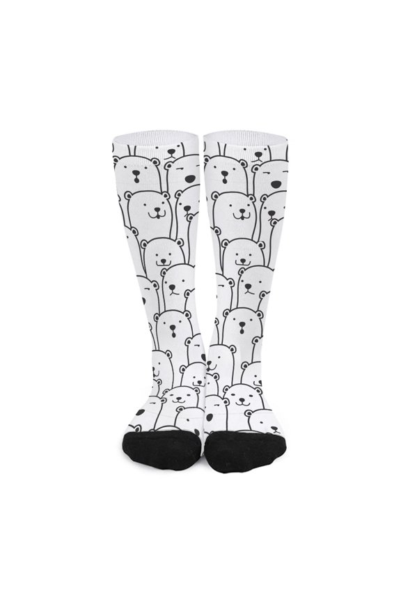 Cute Polar Bear Pattern Print Long Socks