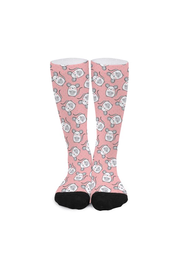 Cute Rat Pattern Print Long Socks
