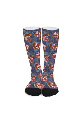 Denim American Eagle Pattern Print Long Socks