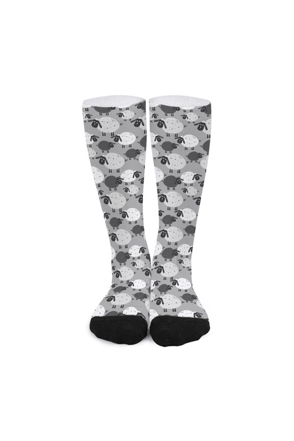 Doodle Sheep Pattern Print Long Socks